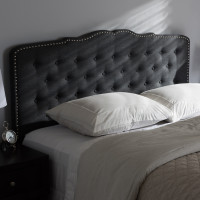 Baxton Studio BBT6625-Dark Grey-King HB-H1217-20 Lucy Modern and Contemporary Dark Grey Fabric King Size Headboard